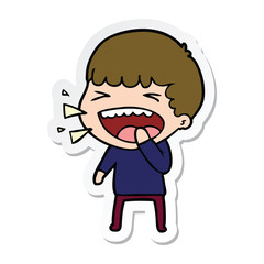 sticker of a cartoon laughing man