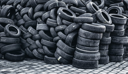 pile of used car tires
