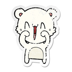 Fototapeta premium distressed sticker of a happy polar bear cartoon