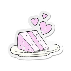 retro distressed sticker of a cartoon lovely cake