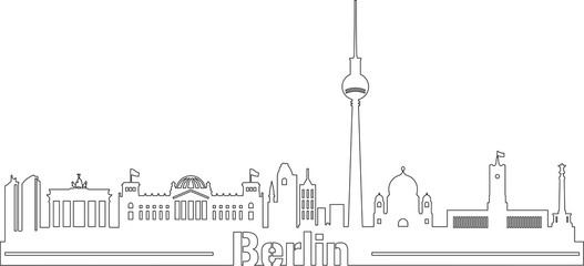 Obraz premium Skyline Bundeshauptstadt Berlin mit Schriftzug