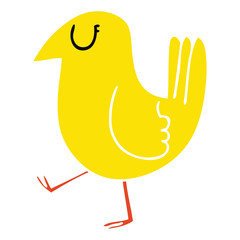 quirky hand drawn cartoon yellow bird