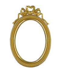 Golden frame for paintings, mirrors or photo isolated on white background