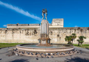 Obraz premium Fountain of Harmony (Fontana dell'Armonia) next to Lecce castle (Castello Carlo V) in Lecce, Puglia, Italy. A regiion of Apulia