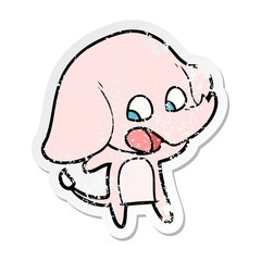 distressed sticker of a cute cartoon elephant