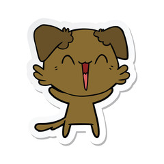 sticker of a happy little dog cartoon