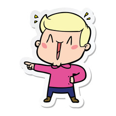 sticker of a cartoon excited man