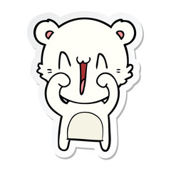 sticker of a happy polar bear cartoon
