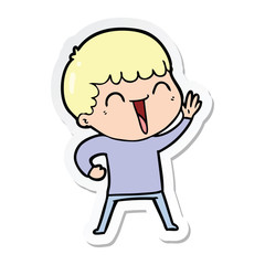 sticker of a cartoon happy man