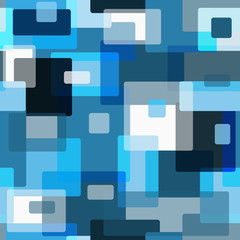 Geometric seamless pattern with translucent blue rectangles