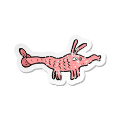 retro distressed sticker of a cartoon shrimp