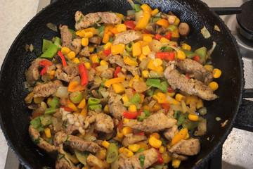 Meat with vegetables in Mexican
