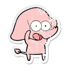 distressed sticker of a cute cartoon elephant