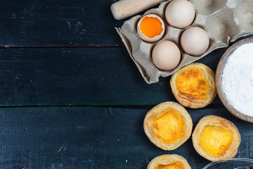 Egg tart, traditional Portuguese dessert,
