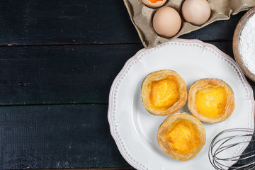 Egg tart, traditional Portuguese dessert,