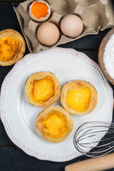 Egg tart, traditional Portuguese dessert,