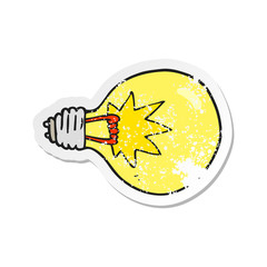 retro distressed sticker of a cartoon light bulb