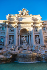 Trevi Fountain in Rome, the largest Baroque fountain in Rome and one of the most famous fountains popular tourist attraction in the world. Italy.