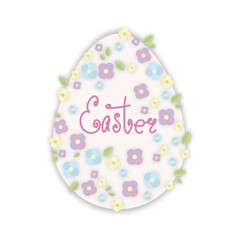 Easter egg strewn with bright and cute flowers.