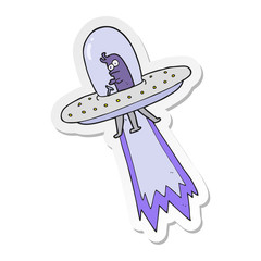 sticker of a cartoon flying saucer