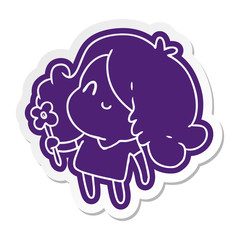 cartoon sticker of a cute kawaii girl
