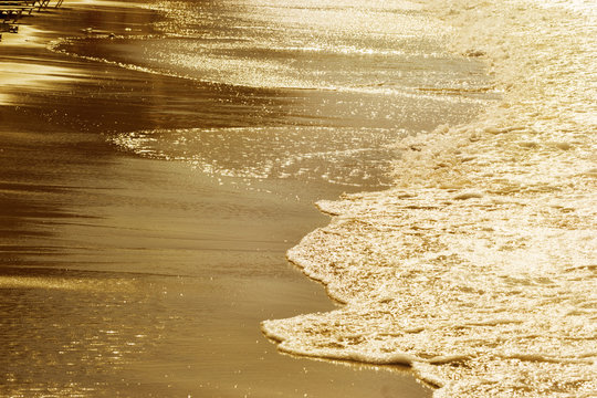 Golden sunset on sea. Seascape. Toned image.