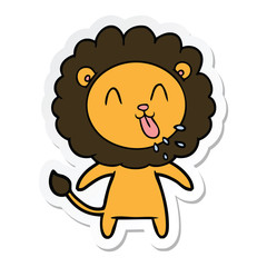 sticker of a happy cartoon lion