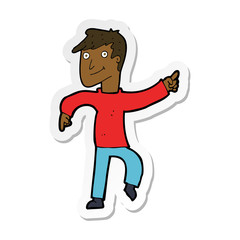 Fototapeta premium sticker of a cartoon happy man pointing