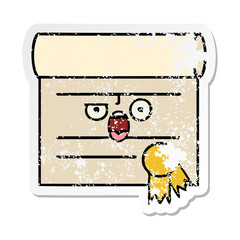 distressed sticker of a cute cartoon certificate
