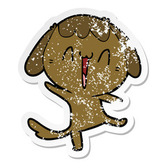 distressed sticker of a cute cartoon dog