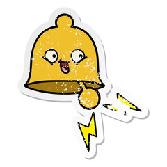 distressed sticker of a cute cartoon ringing bell