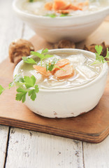 Topinambur Suppe Tisch Brett Wintergemüse