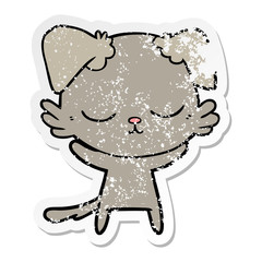 distressed sticker of a cute cartoon dog