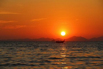Beautiful view of the Andaman Sea at sunset. Thailand.