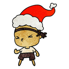 christmas textured cartoon of kawaii boy