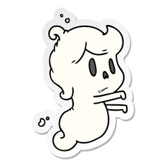 sticker cartoon of a kawaii cute ghost