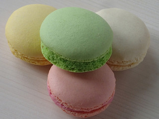 Sweet meringues on a wooden table