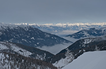 Fototapeta na wymiar Skiing area St. Oswald/Bad Kleinkircheim in Carinthia/Austria