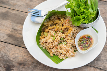 Stired fried rice with chilli paste