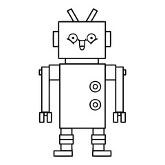 line drawing cartoon happy robot