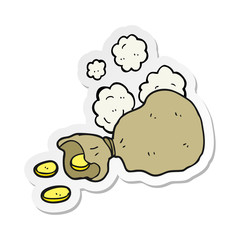 sticker of a cartoon bag of money