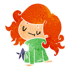 retro cartoon of a cute kawaii girl