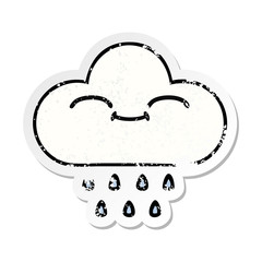 distressed sticker of a cute cartoon rain cloud