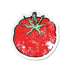 retro distressed sticker of a cartoon tomato