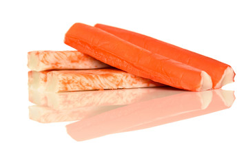 Isolated crab sticks.