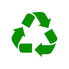 Obraz premium Green arrows recycle eco symbol vector illustration isolated on white background. Recycled sign. Cycle recycled icon. Recycled materials symbol.