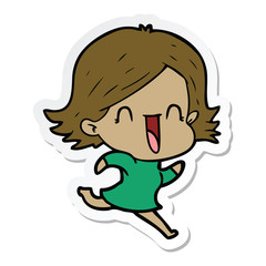 sticker of a cartoon happy woman