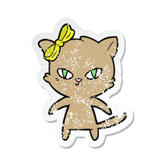 Obraz na płótnie Canvas distressed sticker of a cute cartoon cat