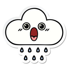 sticker of a cute cartoon rain cloud