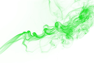 Green smoke motion abstract on white background